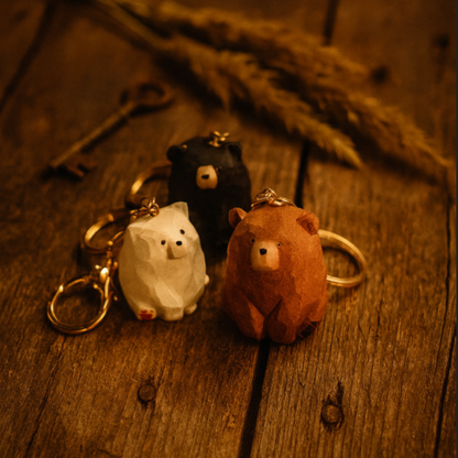 Pops' Hand-Carved Bear Keychain